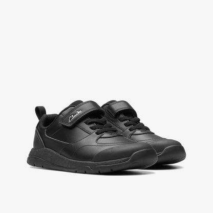 Clarks Kids Steggy Stride Kid Black Leather