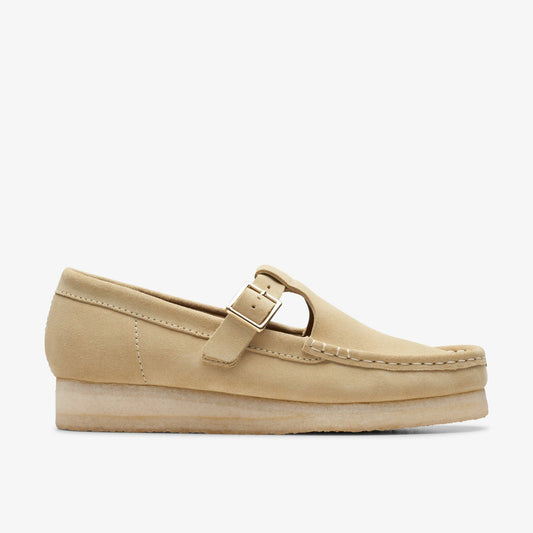 Clarks Women Wallabee T Bar Maple Suede