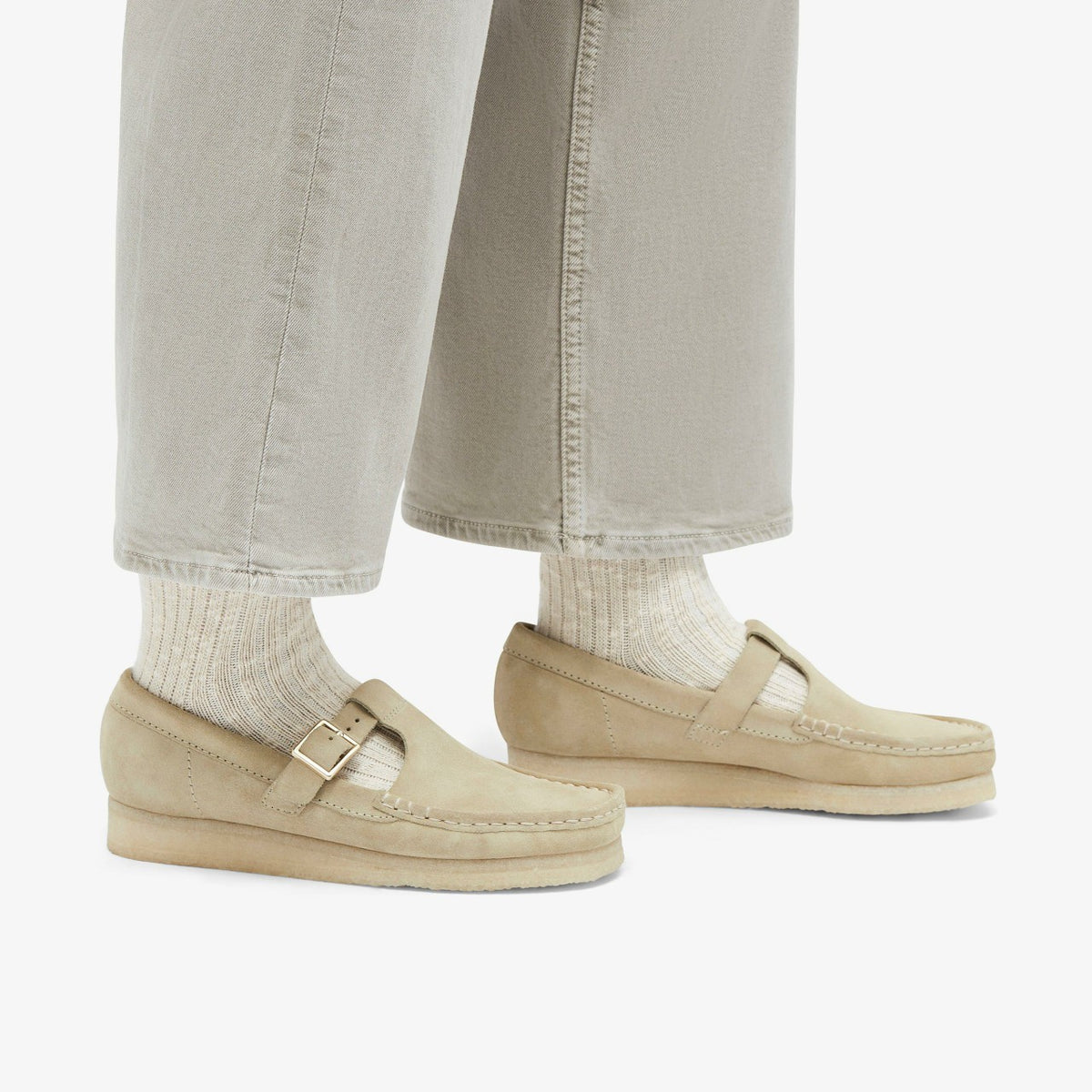 Clarks Women Wallabee T Bar Maple Suede
