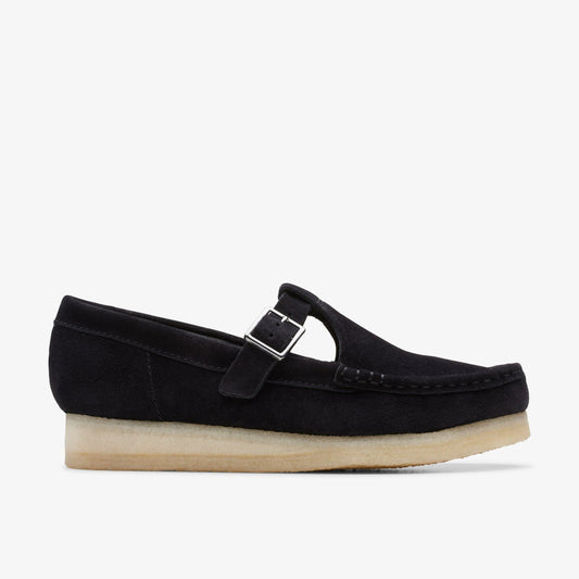 Clarks Women Wallabee T Bar Black Suede