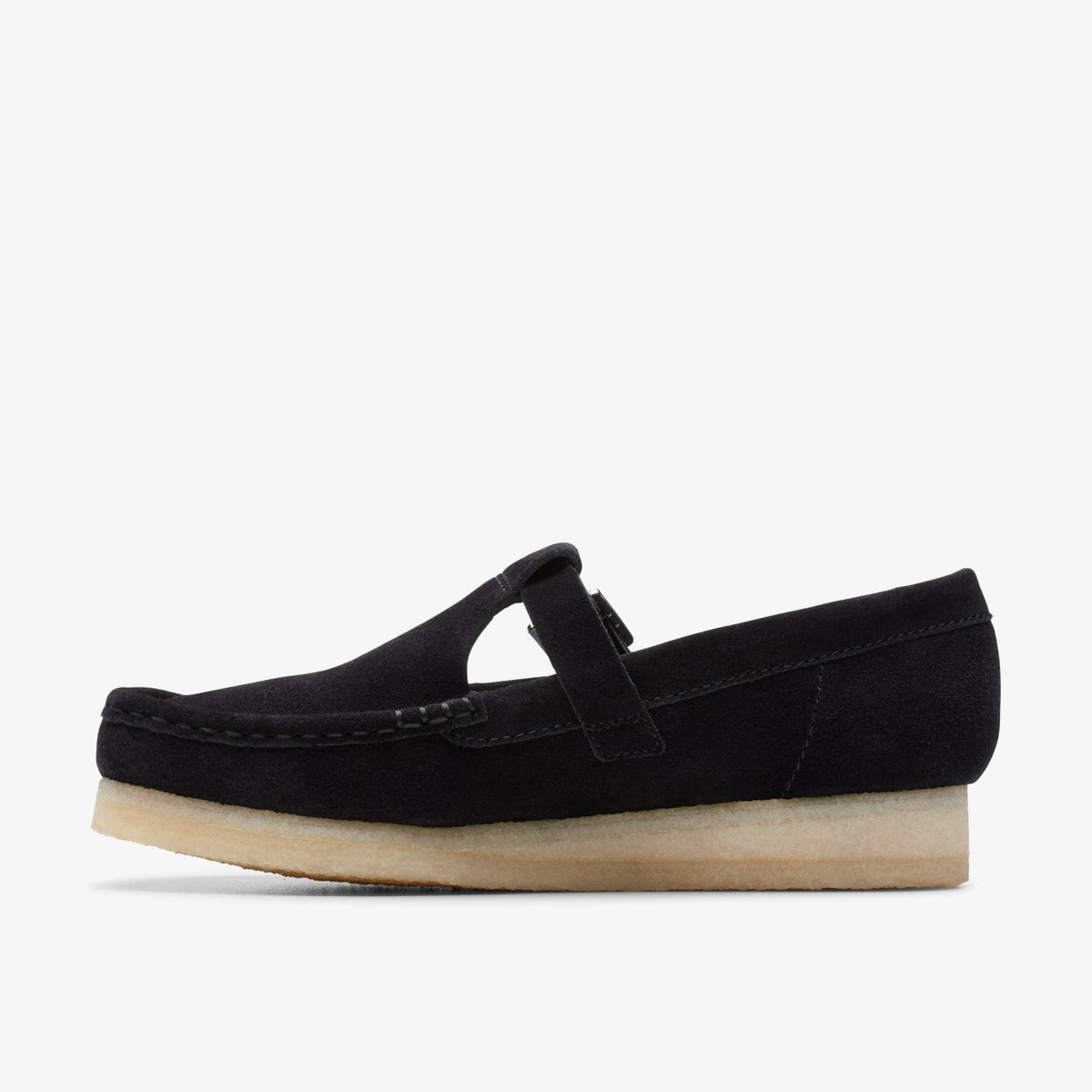 Clarks Women Wallabee T Bar Black Suede