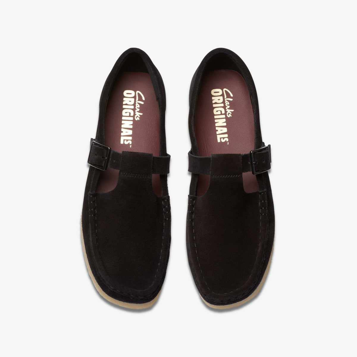 Clarks Women Wallabee T Bar Black Suede