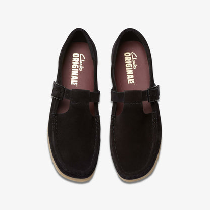 Clarks Women Wallabee T Bar Black Suede