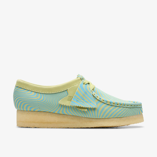 Clarks Women Wallabee Blue/Lime Print