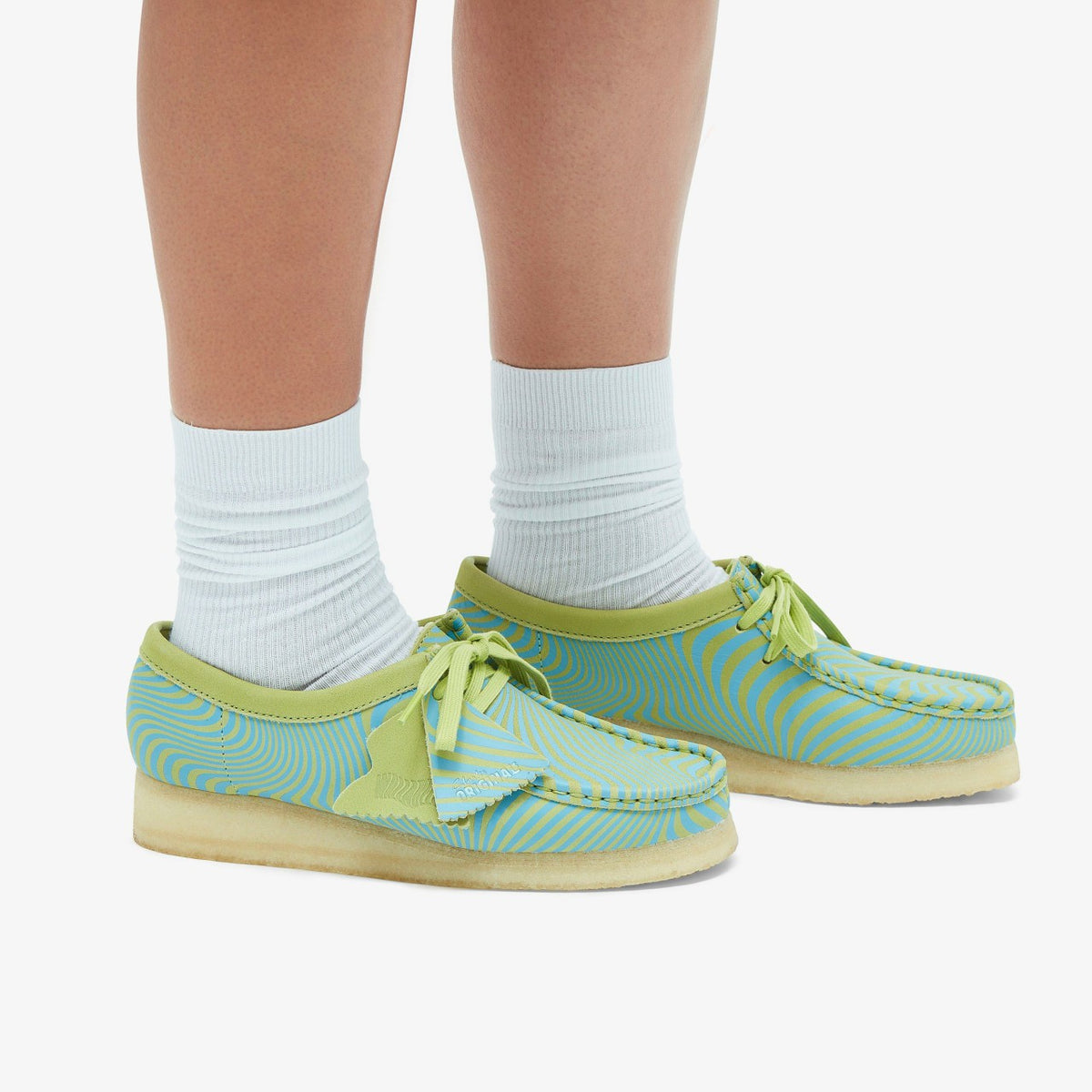 Clarks Women Wallabee Blue/Lime Print