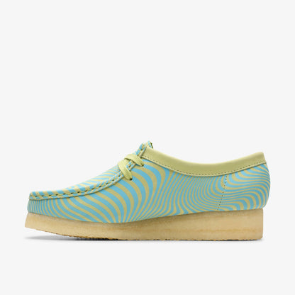 Clarks Women Wallabee Blue/Lime Print