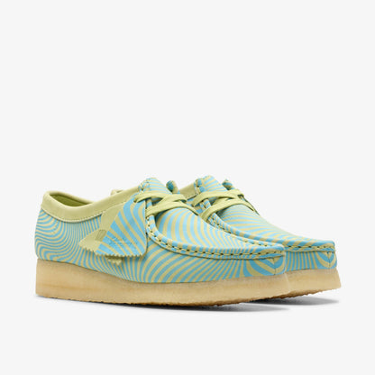 Clarks Women Wallabee Blue/Lime Print