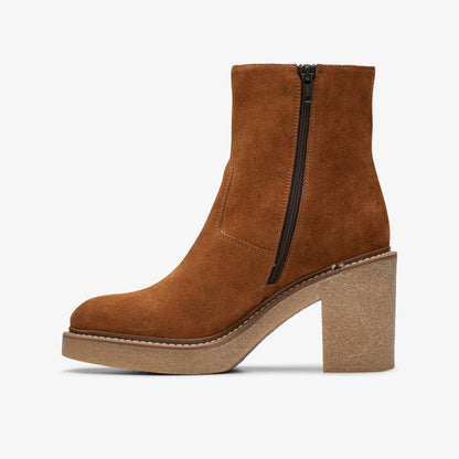 Clarks Women Colden Up Dark Tan Suede
