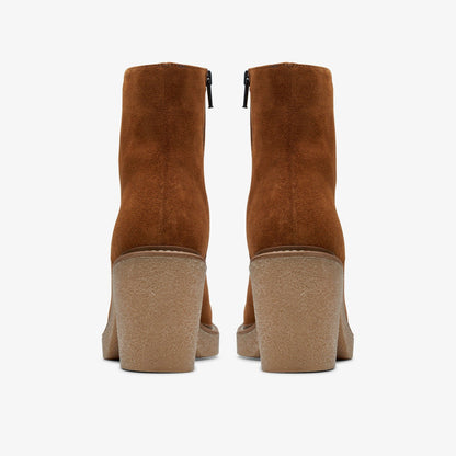 Clarks Women Colden Up Dark Tan Suede