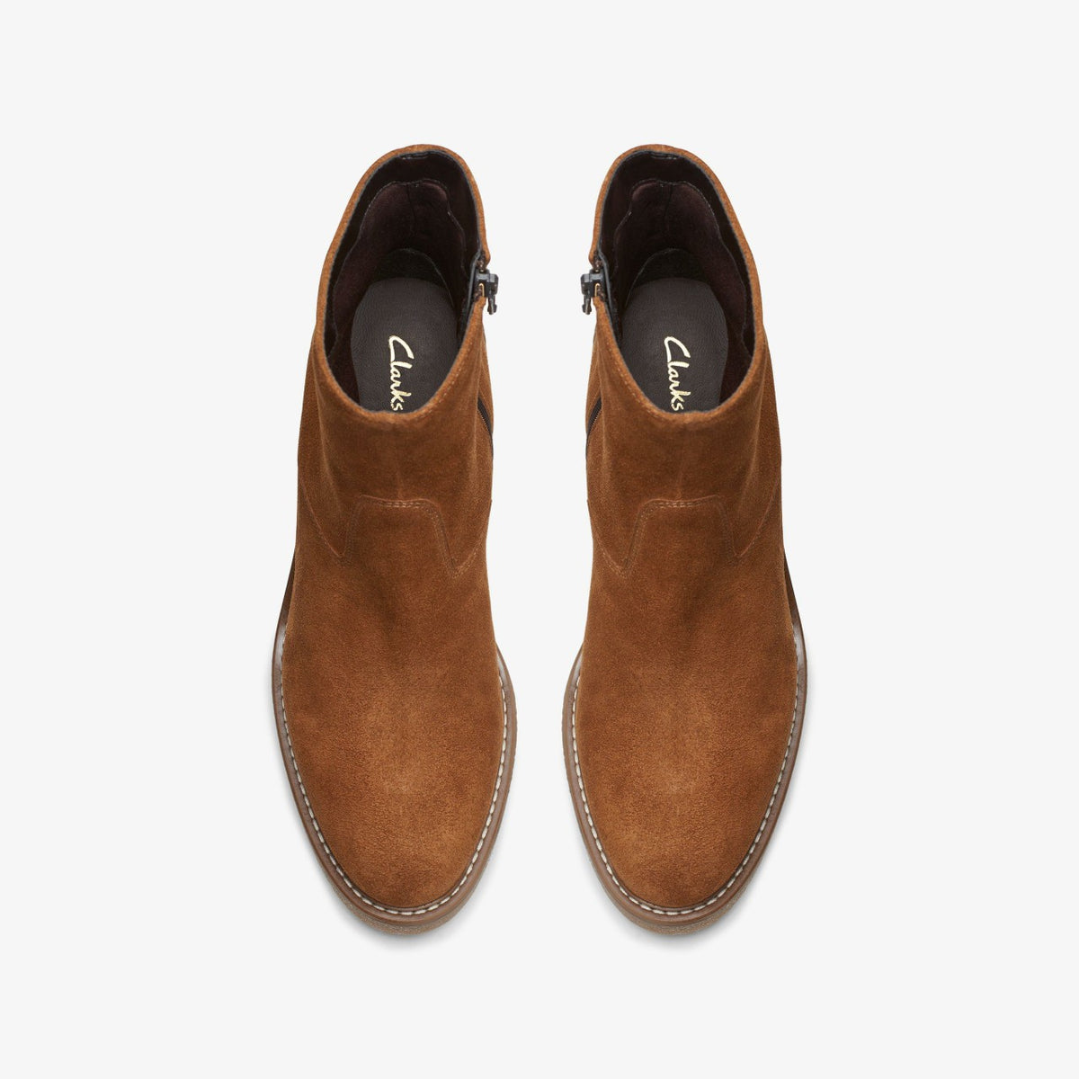 Clarks Women Colden Up Dark Tan Suede
