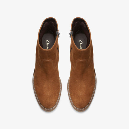 Clarks Women Colden Up Dark Tan Suede
