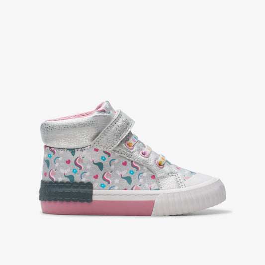 Clarks Kids Foxing Halo Hi Toddler Silver
