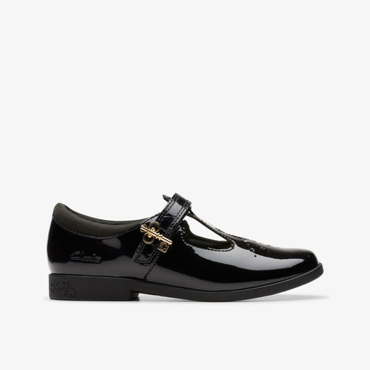 Clarks Kids Lock Shine Kid Black Patent