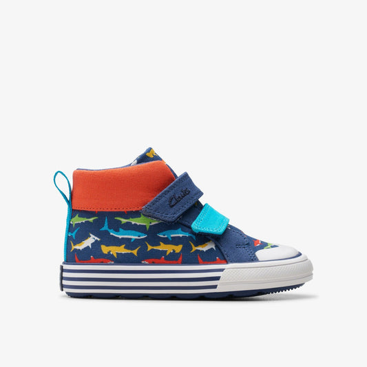 Clarks Kids Foxing Save Hi Toddler Navy Print
