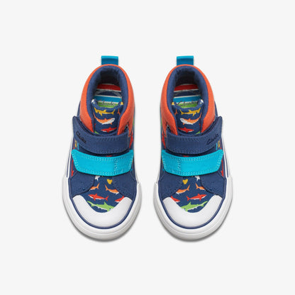 Clarks Kids Foxing Save Hi Toddler Navy Print