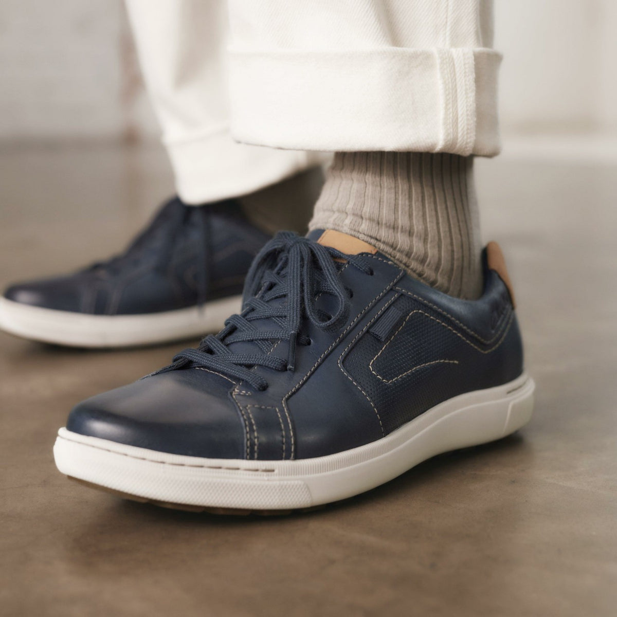 Clarks Men Mapstone Lace Navy Leather