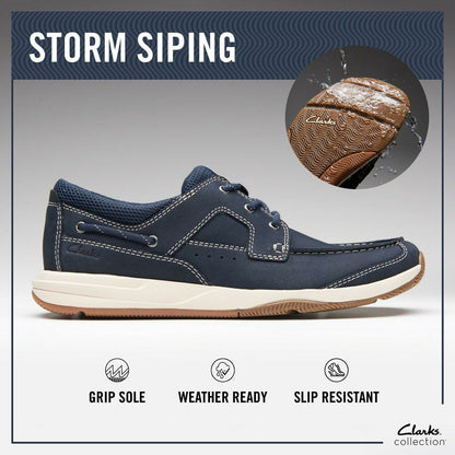 Clarks Men Sailview Lace Navy Nubuck