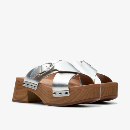 Clarks Women Sivanne Walk Silver Leather