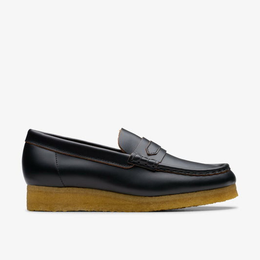 Clarks Women Wallabee Loafer Black Smooth Leather