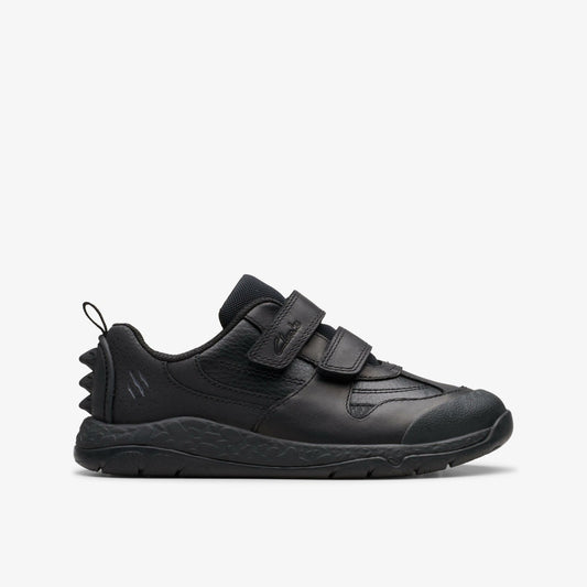 Clarks Kids Steggy 2 Pace Kid Black Leather