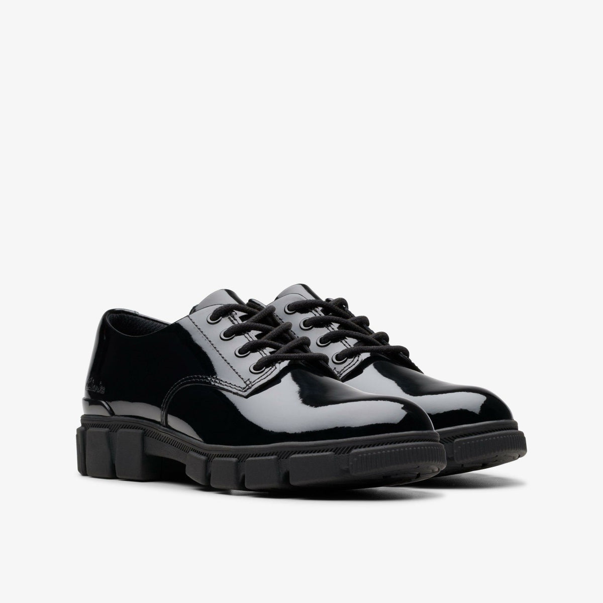 Clarks Kids Evyn Lace Kid Black Patent