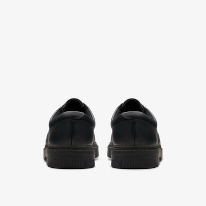 Clarks Kids Lorcam Loop Youth Black Leather