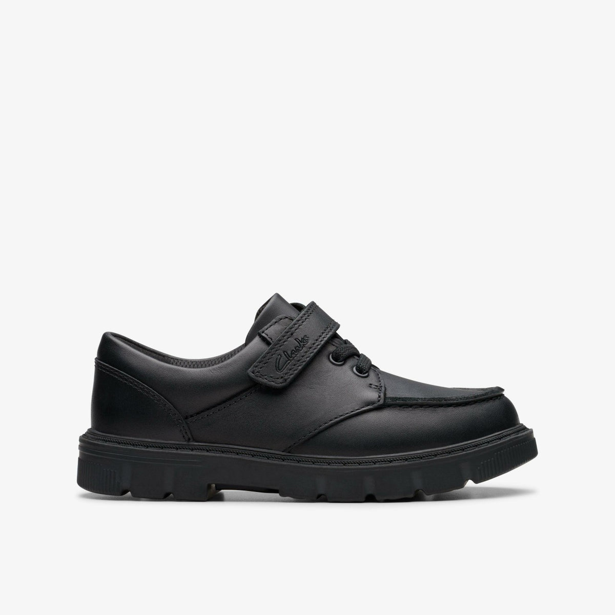 Clarks Kids Lorcam Edge Kid Black Leather