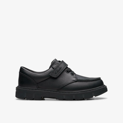 Clarks Kids Lorcam Edge Kid Black Leather