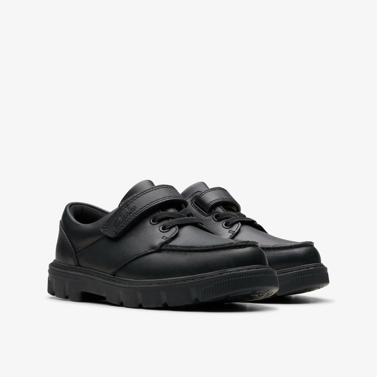 Clarks Kids Lorcam Edge Kid Black Leather