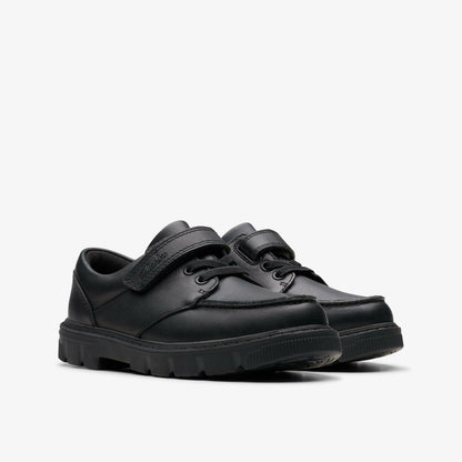 Clarks Kids Lorcam Edge Kid Black Leather