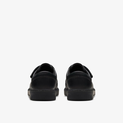 Clarks Kids Lorcam Edge Kid Black Leather