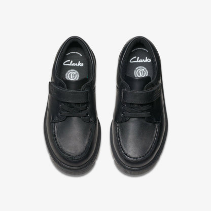 Clarks Kids Lorcam Edge Kid Black Leather