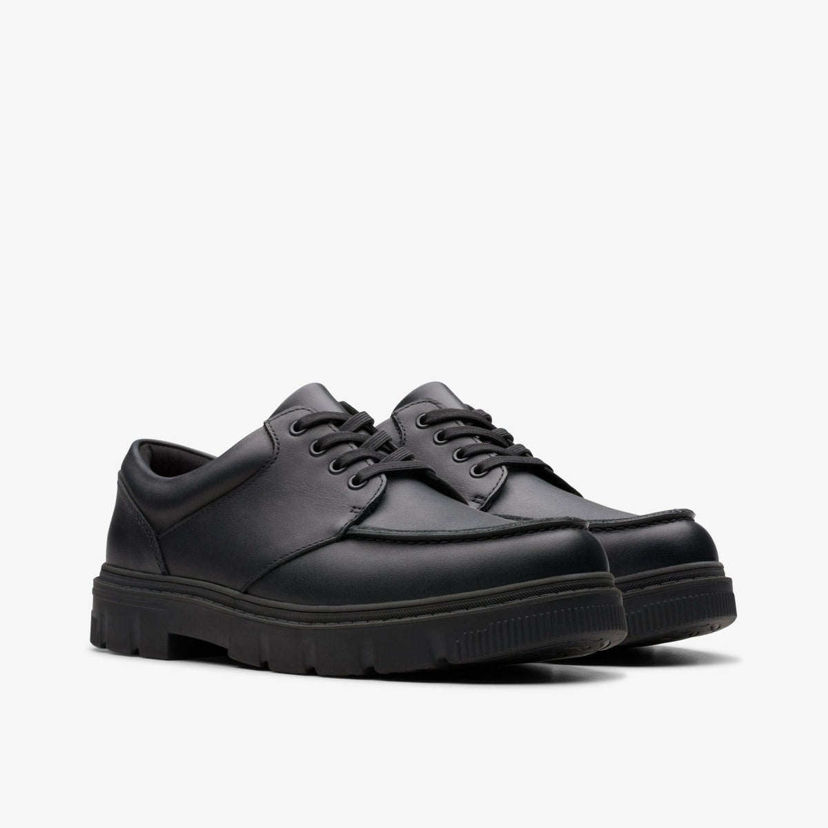 Clarks Kids Lorcam Edge Youth Black Leather