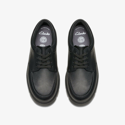 Clarks Kids Lorcam Edge Youth Black Leather
