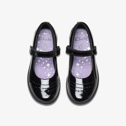 Clarks Kids Etch Gem Kid Black Patent