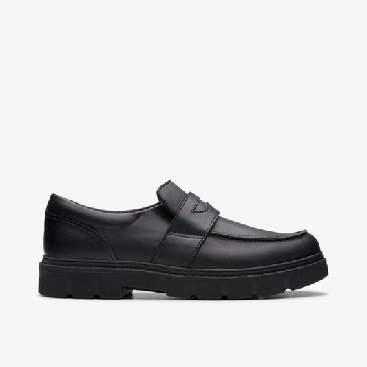 Clarks Kids Lorcam Craft Youth Black Leather