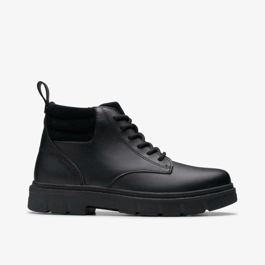 Clarks Kids Lorcam Trail Youth Black Leather