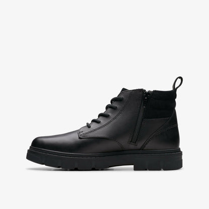 Clarks Kids Lorcam Trail Older Black Leather