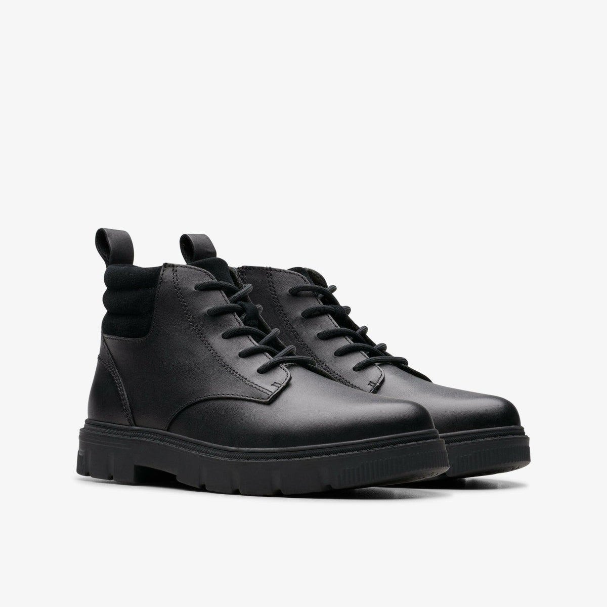 Clarks Kids Lorcam Trail Older Black Leather