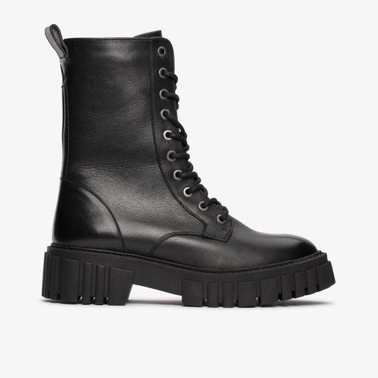 Clarks Women Page Lace Boot Black Leather