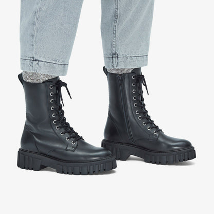 Clarks Women Page Lace Boot Black Leather