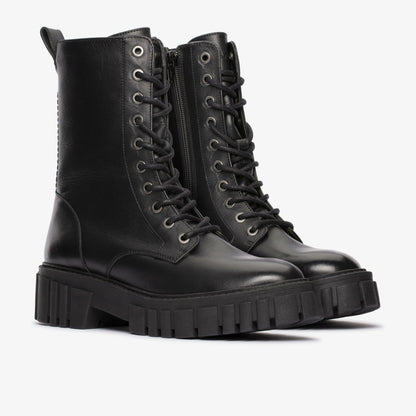 Clarks Women Page Lace Boot Black Leather