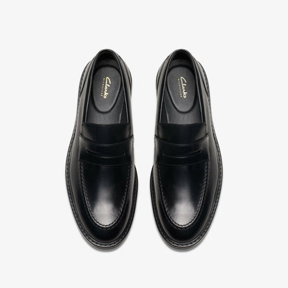 Clarks Men Aldwin Step Loafer Black Leather