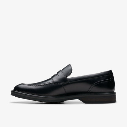 Clarks Men Aldwin Step Loafer Black Leather