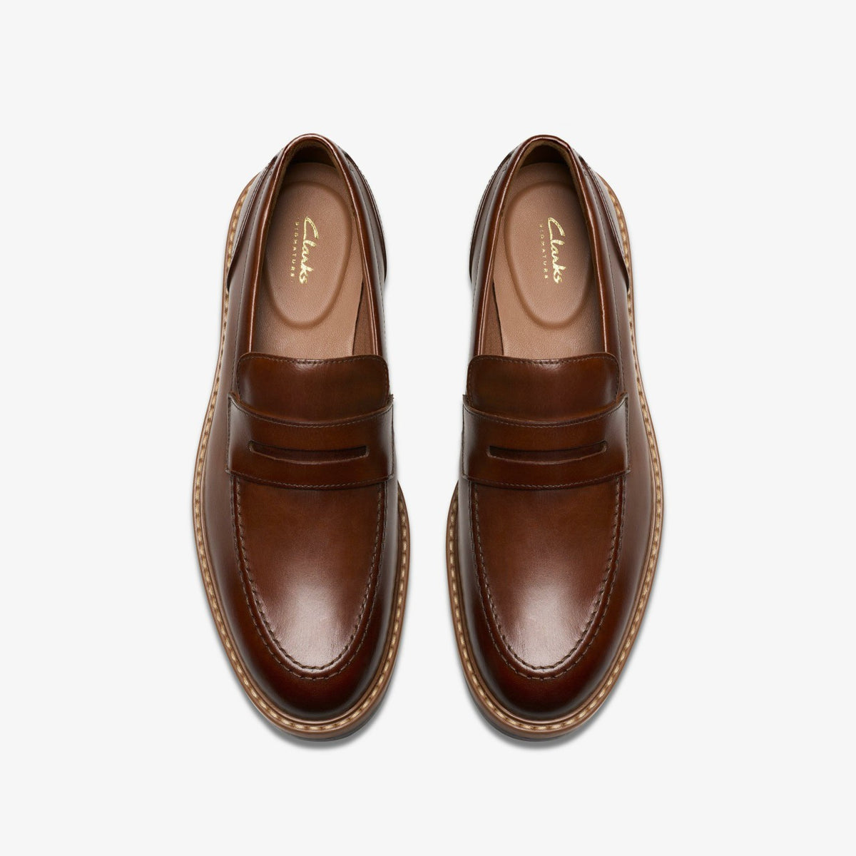Clarks Men Aldwin Step Loafer Mid Tan Leather