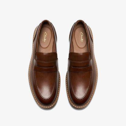 Clarks Men Aldwin Step Loafer Mid Tan Leather