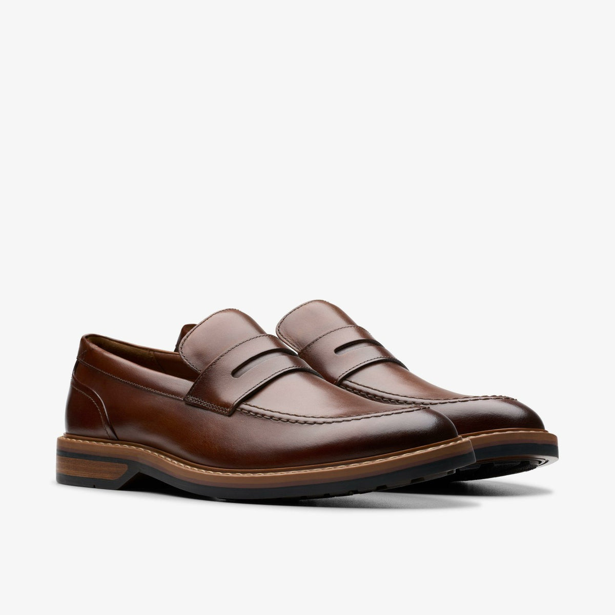 Clarks Men Aldwin Step Loafer Mid Tan Leather