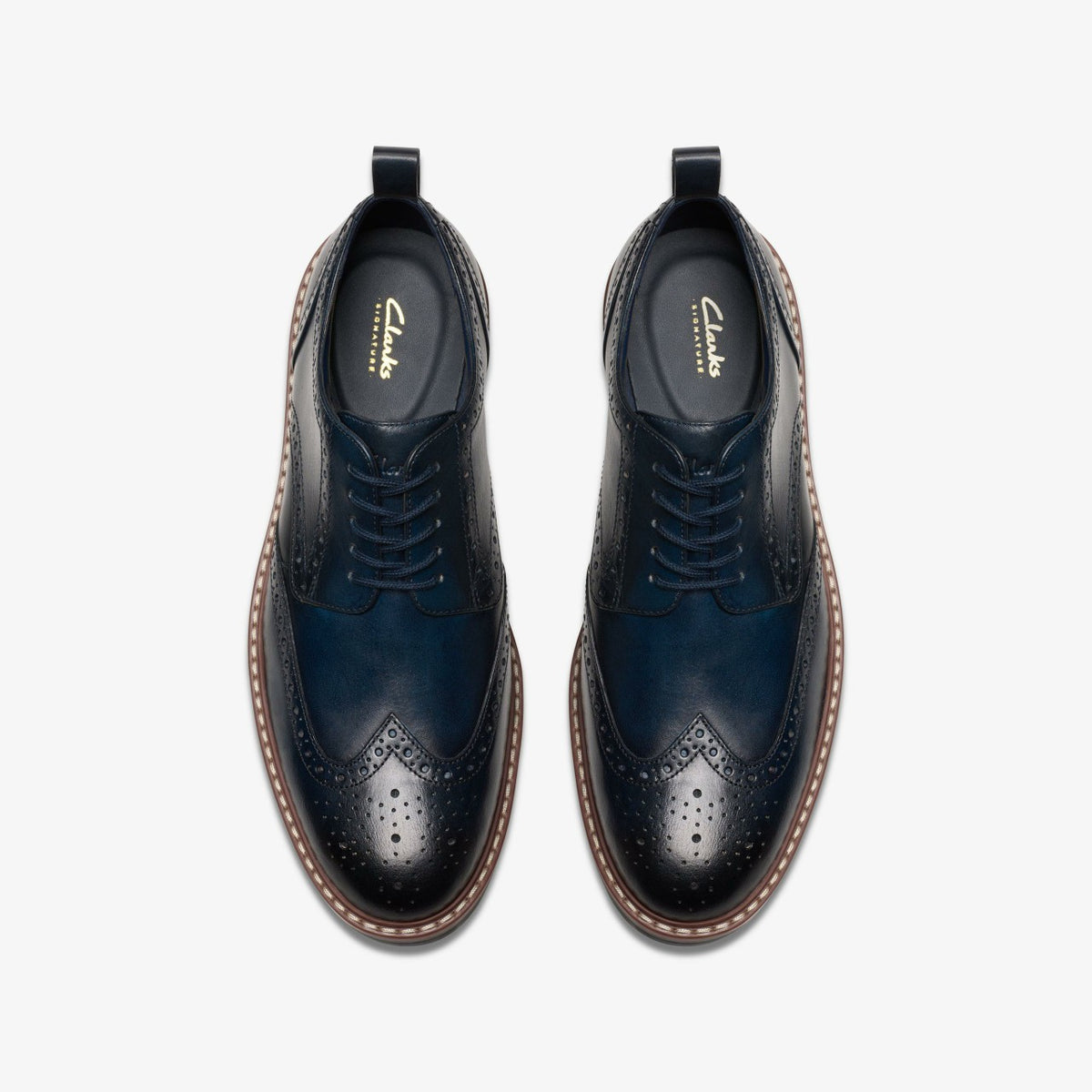 Clarks Men Aldwin Limit Brogue Navy Leather
