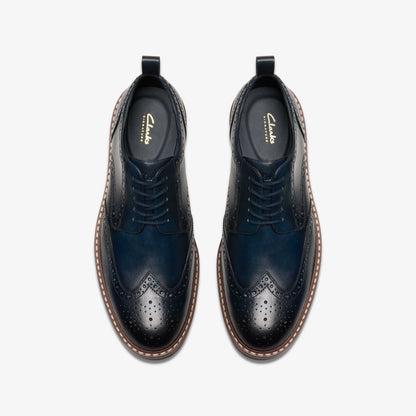 Clarks Men Aldwin Limit Brogue Navy Leather