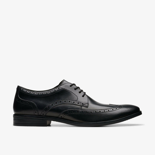 Clarks Men Brandon Limit Brogue Black Leather